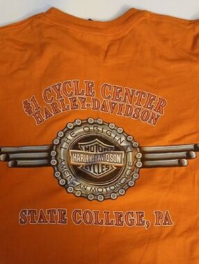 Harley-Davidson Orange Short Sleeve Graphic Tee - State College Logo